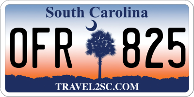SC license plate OFR825