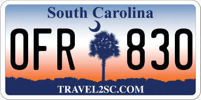 SC license plate OFR830