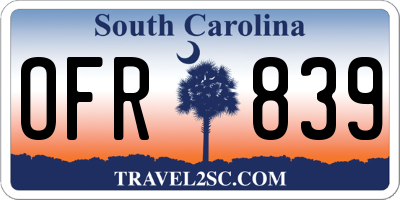 SC license plate OFR839
