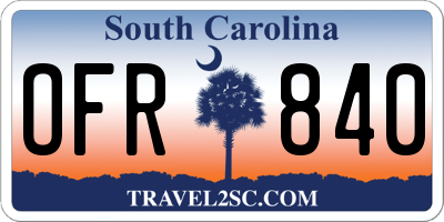 SC license plate OFR840