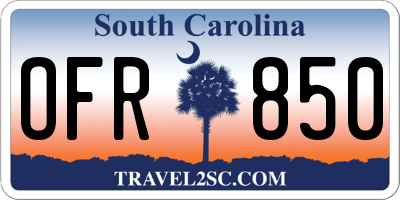 SC license plate OFR850
