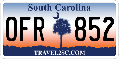 SC license plate OFR852