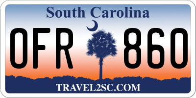 SC license plate OFR860