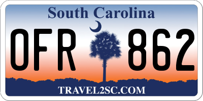 SC license plate OFR862