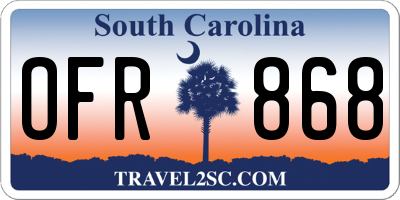 SC license plate OFR868
