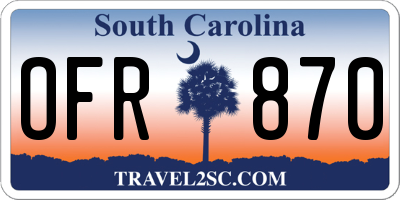 SC license plate OFR870