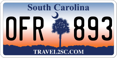SC license plate OFR893