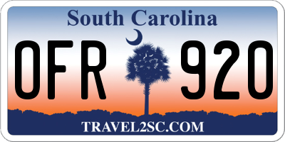 SC license plate OFR920
