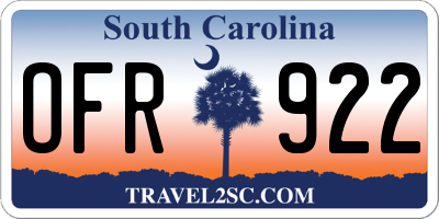 SC license plate OFR922