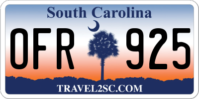 SC license plate OFR925