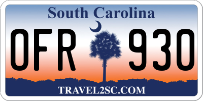 SC license plate OFR930