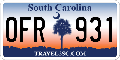 SC license plate OFR931