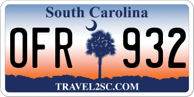 SC license plate OFR932