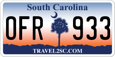 SC license plate OFR933