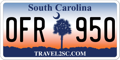 SC license plate OFR950
