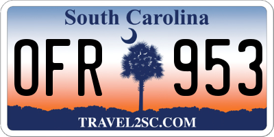 SC license plate OFR953