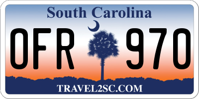 SC license plate OFR970