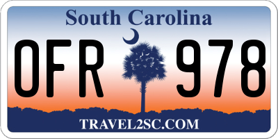 SC license plate OFR978