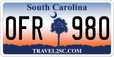SC license plate OFR980
