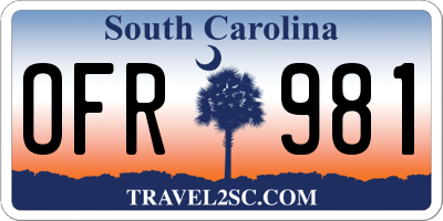 SC license plate OFR981