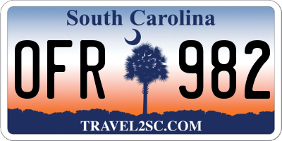SC license plate OFR982