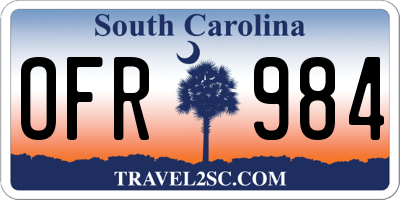 SC license plate OFR984