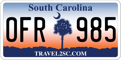 SC license plate OFR985