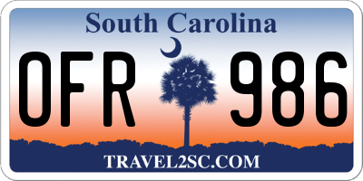 SC license plate OFR986