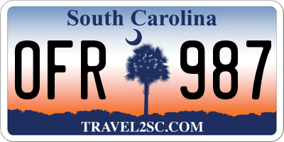 SC license plate OFR987
