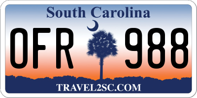 SC license plate OFR988