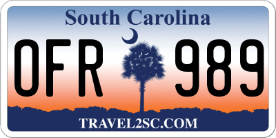 SC license plate OFR989