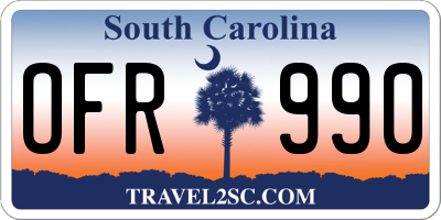 SC license plate OFR990