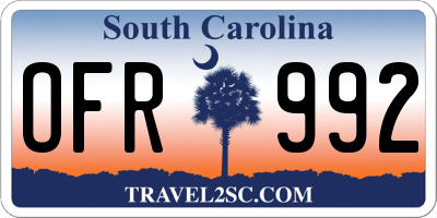 SC license plate OFR992