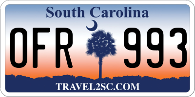SC license plate OFR993