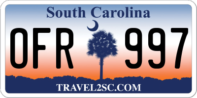 SC license plate OFR997