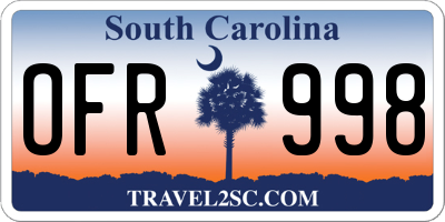 SC license plate OFR998