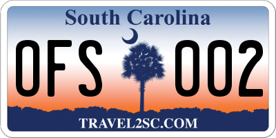 SC license plate OFS002
