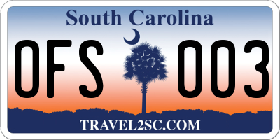 SC license plate OFS003
