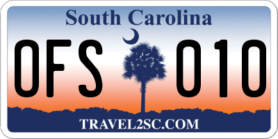 SC license plate OFS010