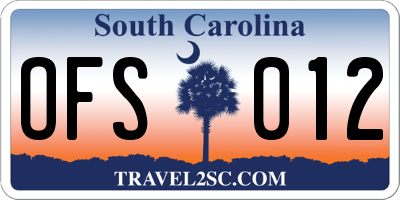 SC license plate OFS012