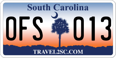 SC license plate OFS013
