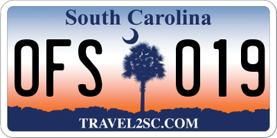 SC license plate OFS019