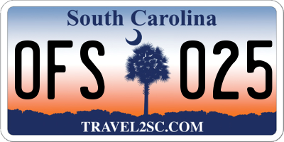 SC license plate OFS025
