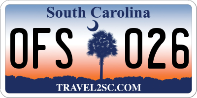 SC license plate OFS026