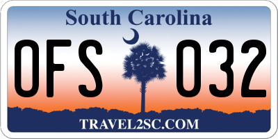 SC license plate OFS032