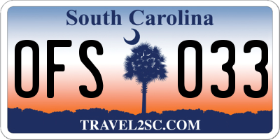 SC license plate OFS033
