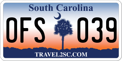 SC license plate OFS039