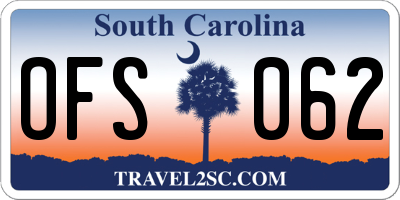 SC license plate OFS062