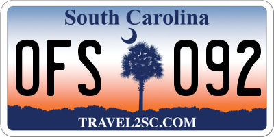 SC license plate OFS092