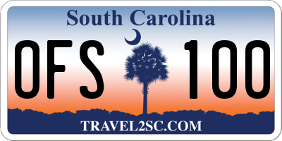 SC license plate OFS100